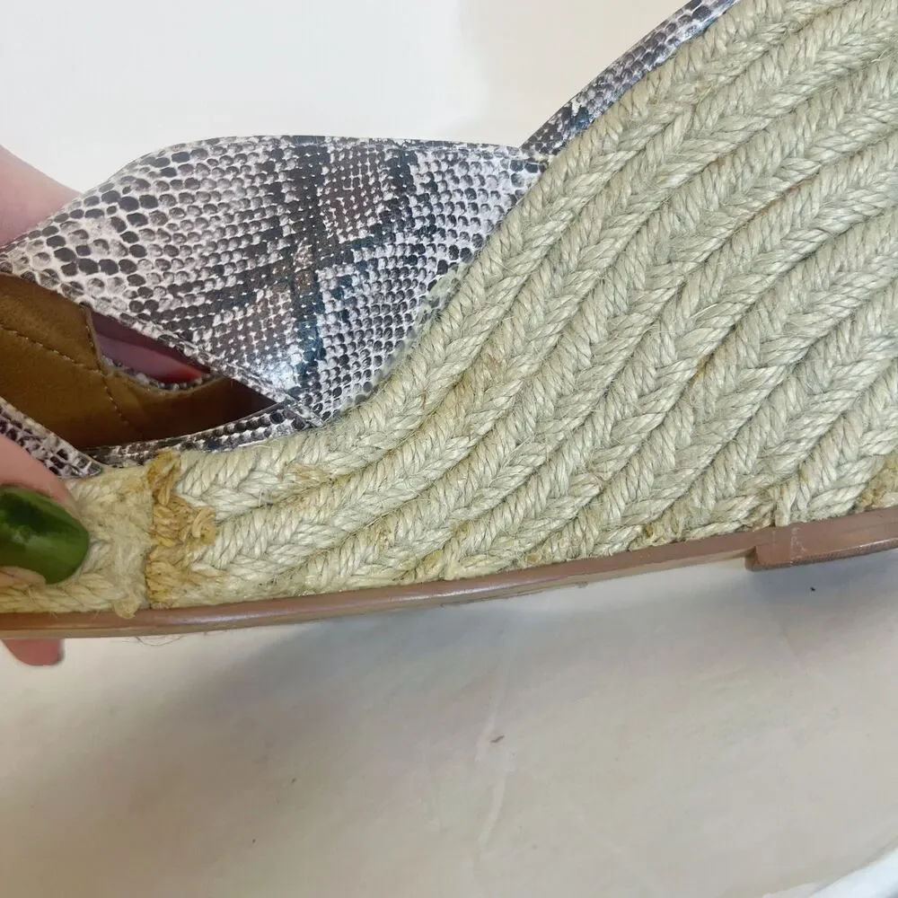 Kelsi Dagger Brooklyn Wedge Snakeprint Leather Espadrille Sandal Size 7.5